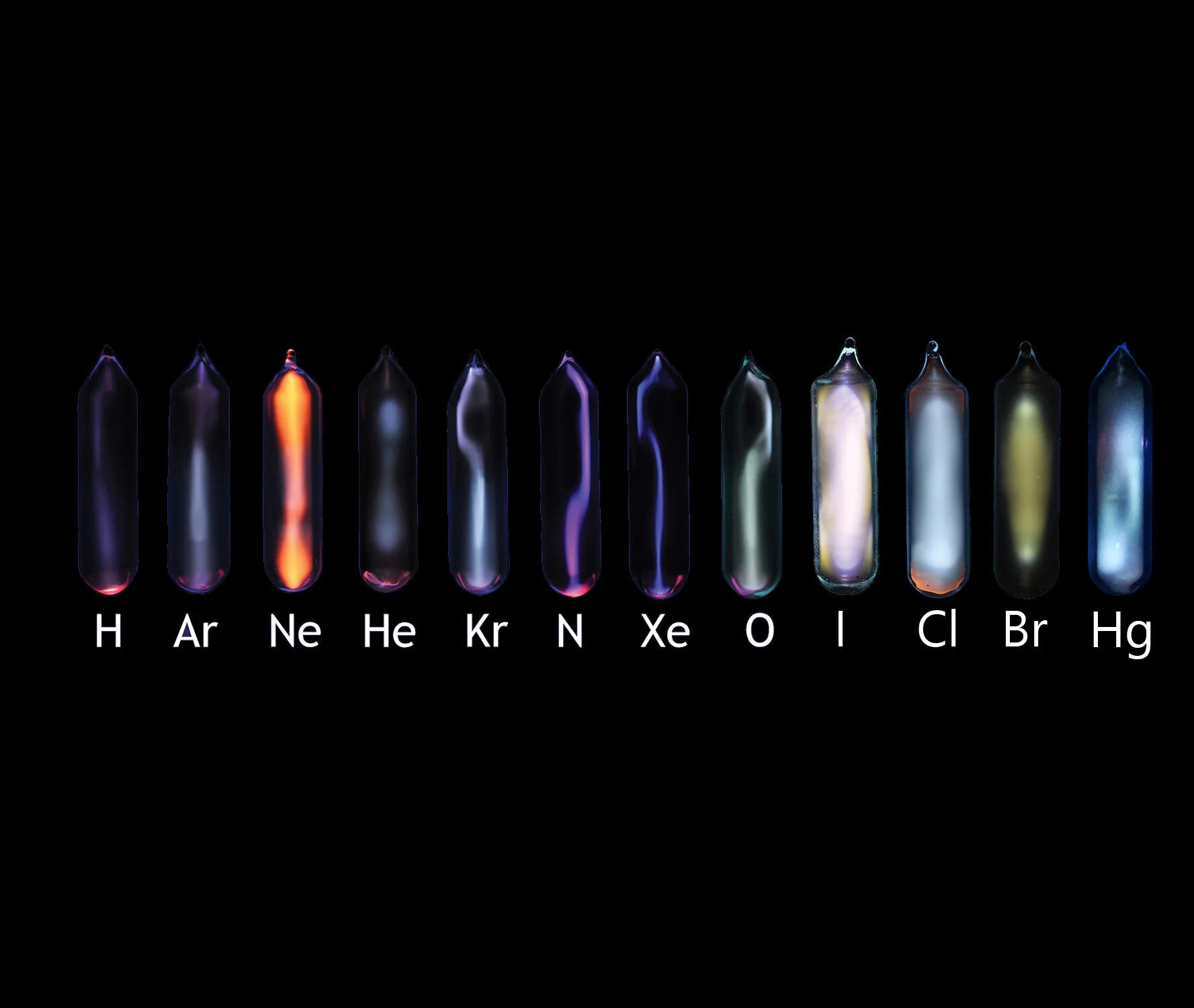 Set of 8 or 12 Different Gases in Ampules