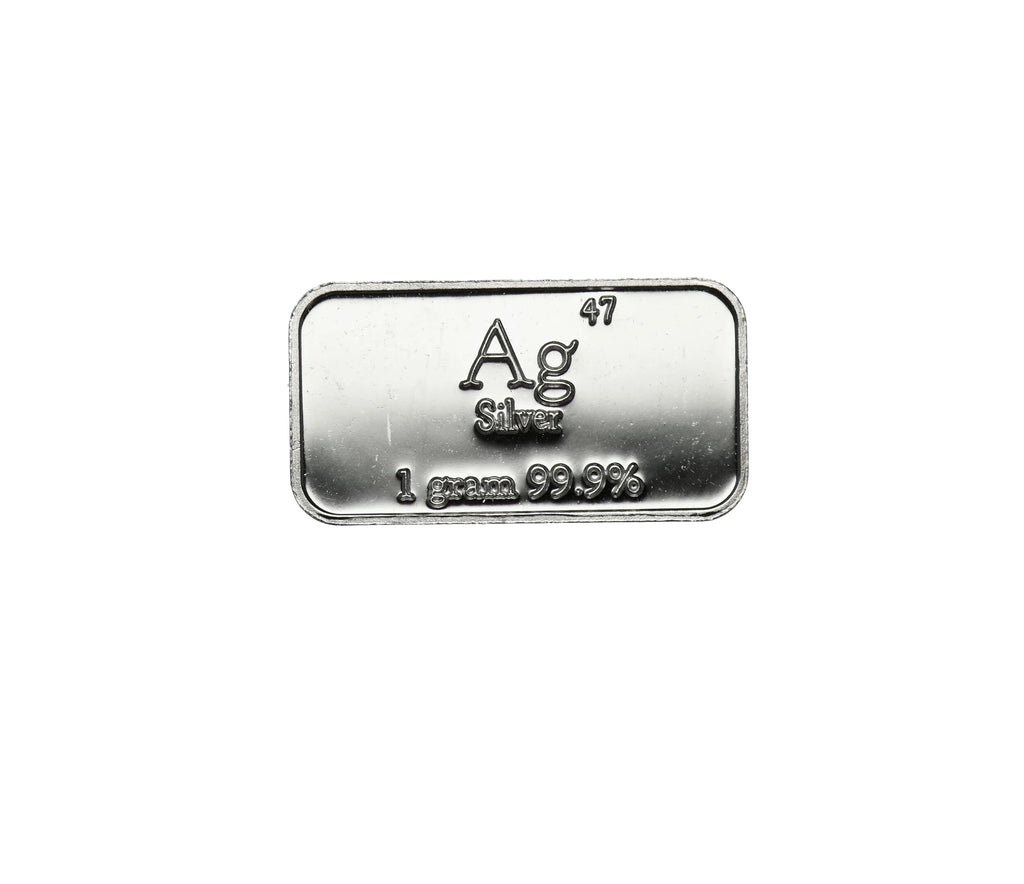 Silver .999 1 Gram Bar — metal bar specimen for collectors