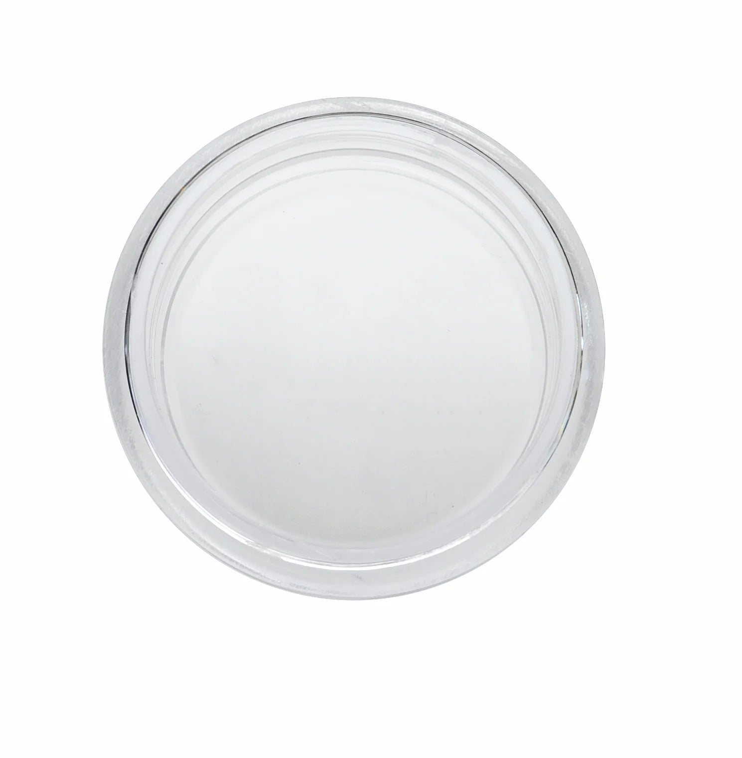 Empty 31mm round plastic container